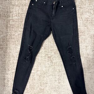 Elan Black Distressed Skinny Jeans